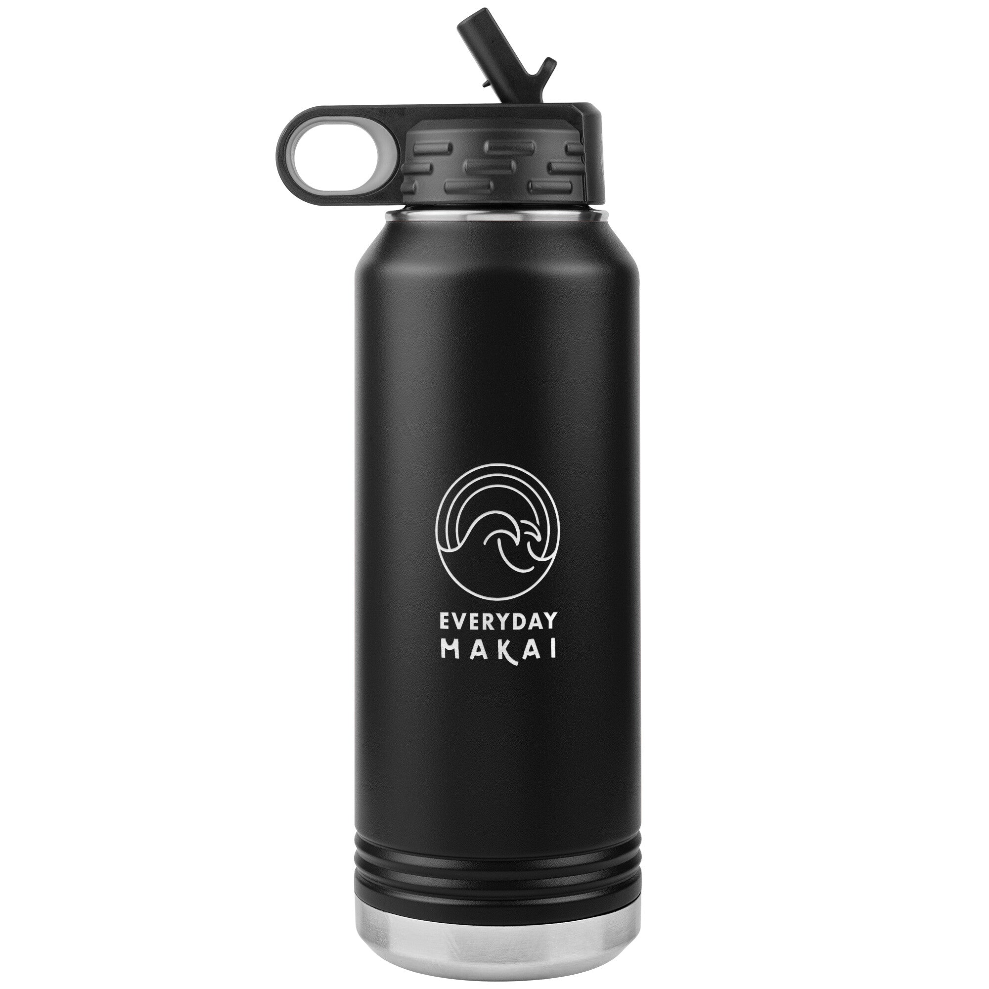 32 oz Stainless Steel Vacuum Insulated Water Bottle Black w/Straw